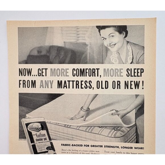 Koolfoam Slumber Pads Vintage Print Ad 1950s Foam Mattress Pads Dayton Rubber Co - Picture 4 of 6